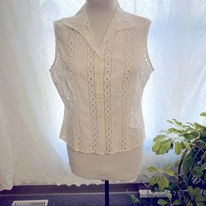Large lace front button down top